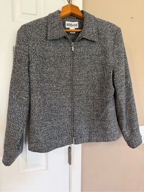 Briggs New York Black and Gray Textured Zip Jacket